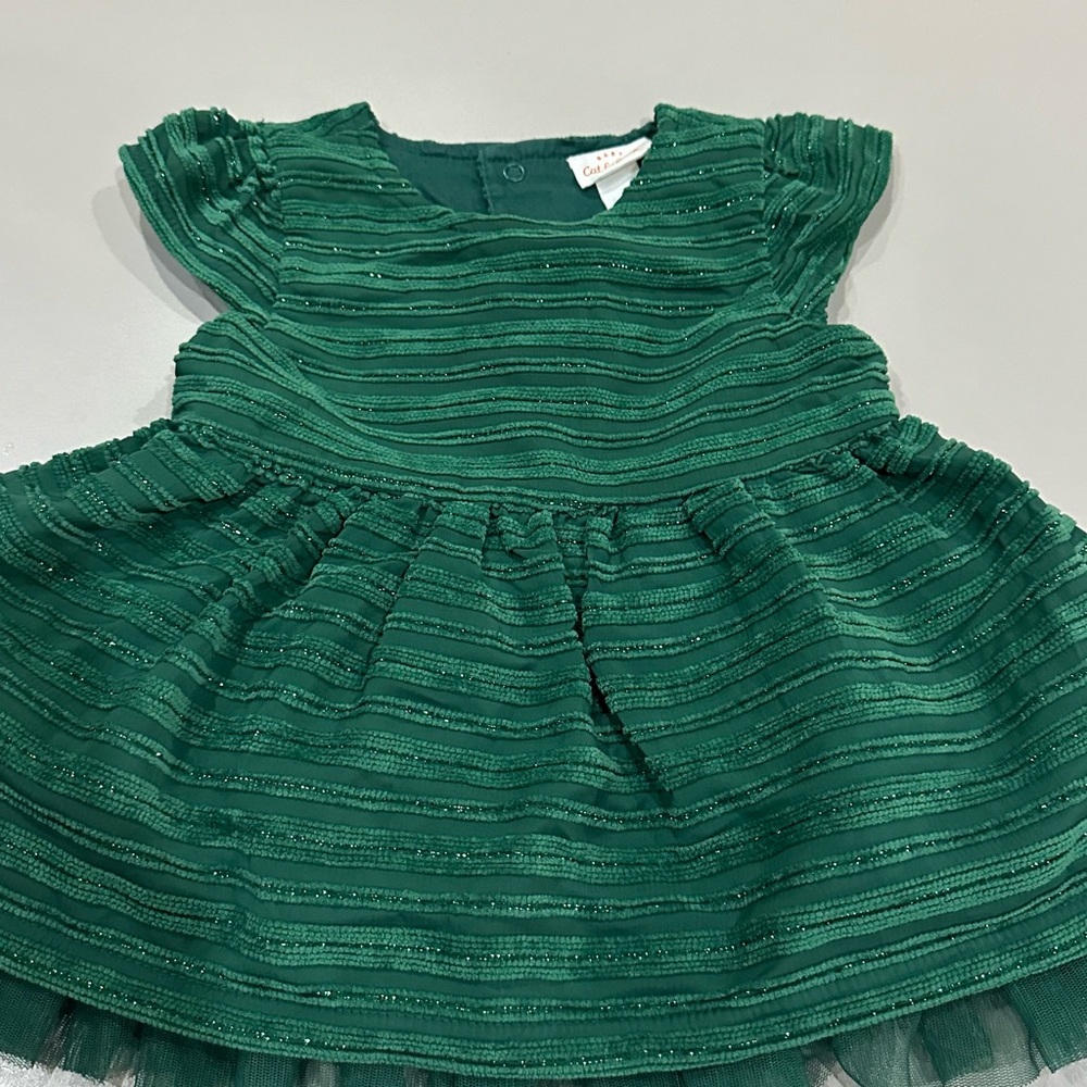 Cat & Jack Green Dress with matching bottoms.  Girls Size 6-9 Months.